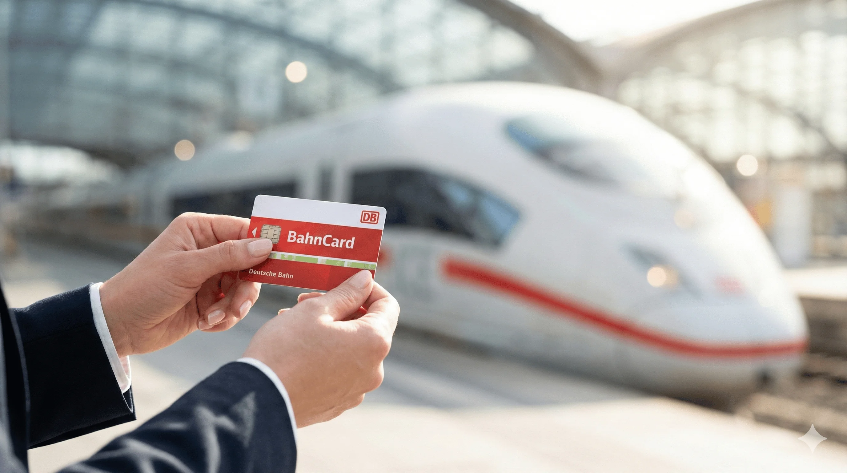 BahnCard discount card with ICE train